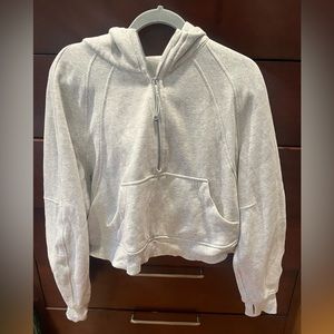 Lulu Lemon oversized half zip scuba in heathered core ultra light grey
